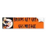 BLONDE WITCH, BROOMS GET GREAT GAS MILEAGE BUMPER STICKERS