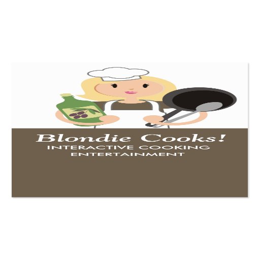 Blonde woman chef olive oil cooking business cards