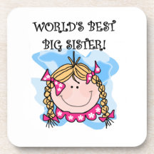 Blonde World's Best Big Sister Gifts Beverage Coaster