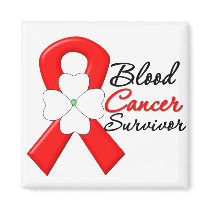 Blood Cancer Survivor Flower Ribbon Fridge Magnet