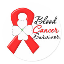 Blood Cancer Survivor Flower Ribbon Round Sticker