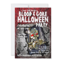 Blood Gore Halloween Party Invitation Skull