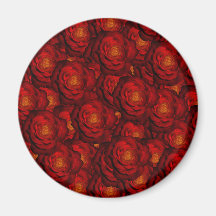 Blood red roses refrigerator magnets