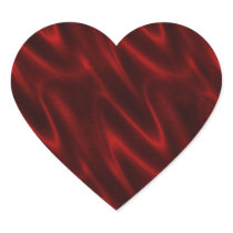 Blood Red Silk Patterned Heart Sticker Sheet