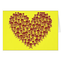 Blood Red Skull Heart Greeting Card