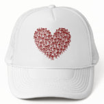 Blood Red Skull Heart Trucker Hats