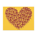 Blood Red Skull Heart postcards