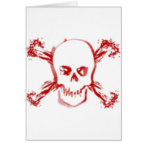 Blood Smeared Skull & Bloody Cross Bones Greeting Card