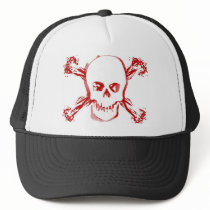 Blood Smeared Skull & Bloody Cross Bones Mesh Hat