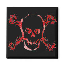 Blood Smeared Skull & Bloody Cross Bones Refrigerator Magnet