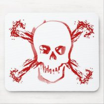 Blood Smeared Skull & Bloody Cross Bones Mousepads