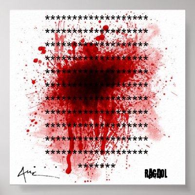 blood spatter, auc tag copy, ******************... poster by calibayne