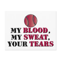 Blood sweat tears - baseball/softball postcards