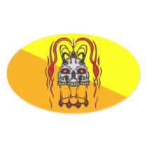 Blood Thirsty Cyborg Skull Oval Stickers