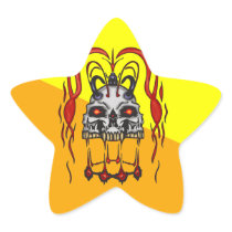 Blood Thirsty Cyborg Skull Star Sticker