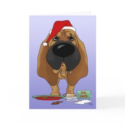 Bloodhound Christmas Greeting Card by NothinButtDogs