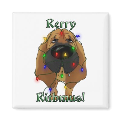 Bloodhound - Christmas Lights Magnet by NothinButtDogs