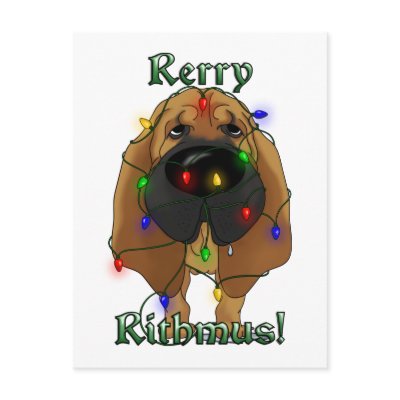 Bloodhound - Christmas Lights Postcard by NothinButtDogs