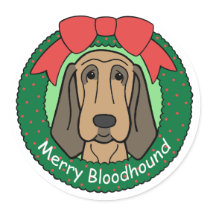 Bloodhound Christmas Round Stickers