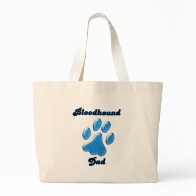 Bloodhound Dad Blue Pawprint  Canvas Bags by GreyWolfCreation