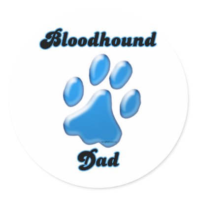 Bloodhound Dad Blue Pawprint  - Sticker by GreyWolfCreation