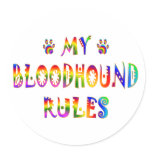 Bloodhound Rules Fun Round Sticker
