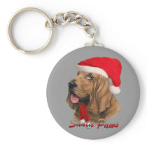 Bloodhound Santa Gifts Keychain