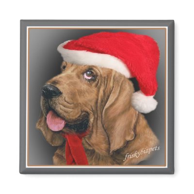 Bloodhound Santa Gifts Fridge Magnet by friskybiz