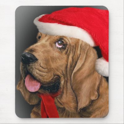 Bloodhound Santa Gifts Mouse Pads by friskybiz