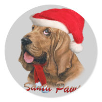 Bloodhound Santa Gifts Round Sticker