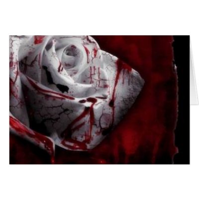 Bloodstained White Rose Greeting Card by LLawliet79