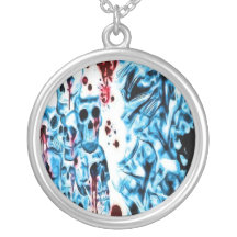 Bloody Blue Skull Necklace
