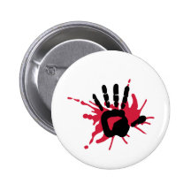 Bloody hand pinback buttons