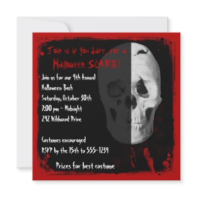 Bloody Skull Adult Halloween Party Invitation by NiteOwlStudio