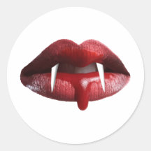 Bloody Vampire Red Lipstick Lips Round Stickers