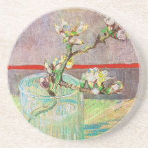 Blooming Almond Branch in a Glass Coaster