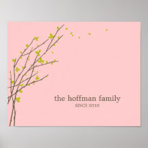 Blooming Branches Personalised Wall Art - Lime - Posters