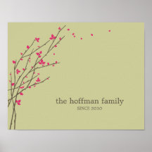 Blooming Branches Personalised Wall Art - Pink - Print
