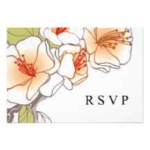 Blooming Cherry Blossoms RSVP peach Personalised Invite