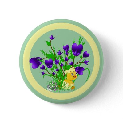 Blooming Hearts Easter Chick Button by ChiaPetRescue