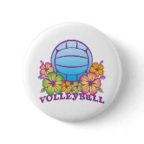 Blossom Beach Volleyball Pinback Buttons