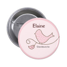 BLOSSOM Trendy Bird NAME TAG Personalised Button