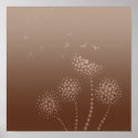 blowing flowers pink and brown posters