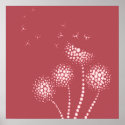 blowing flowers pink posters