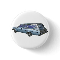 Blue 1962 Chevrolet station wagon. Button