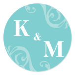 Blue 2 initial letter monogram favour tag seal