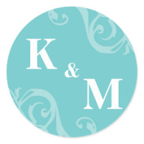 Blue 2 initial letter monogram favour tag seal