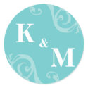 Blue 2 initial letter monogram favour tag seal stickers