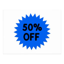 Blue 50 Percent Off Post Card