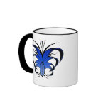 Blue Abstract Butterfly Flower Coffee Mug